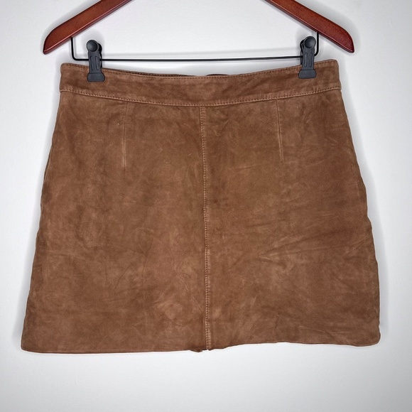 All Saints Piper Goat Suede Tan Zipper Mini Skirt 6 - Picture 7 of 9